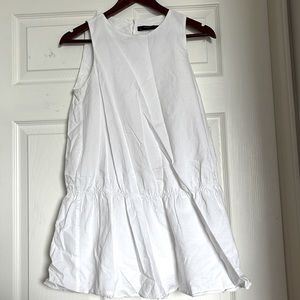 White linen drop waste dress